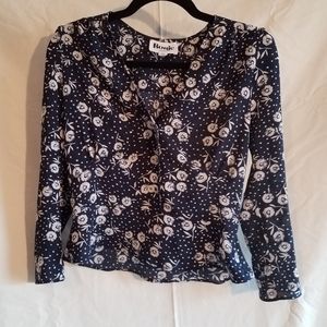Rouje Mimi Blouse size 36. Navy floral print.